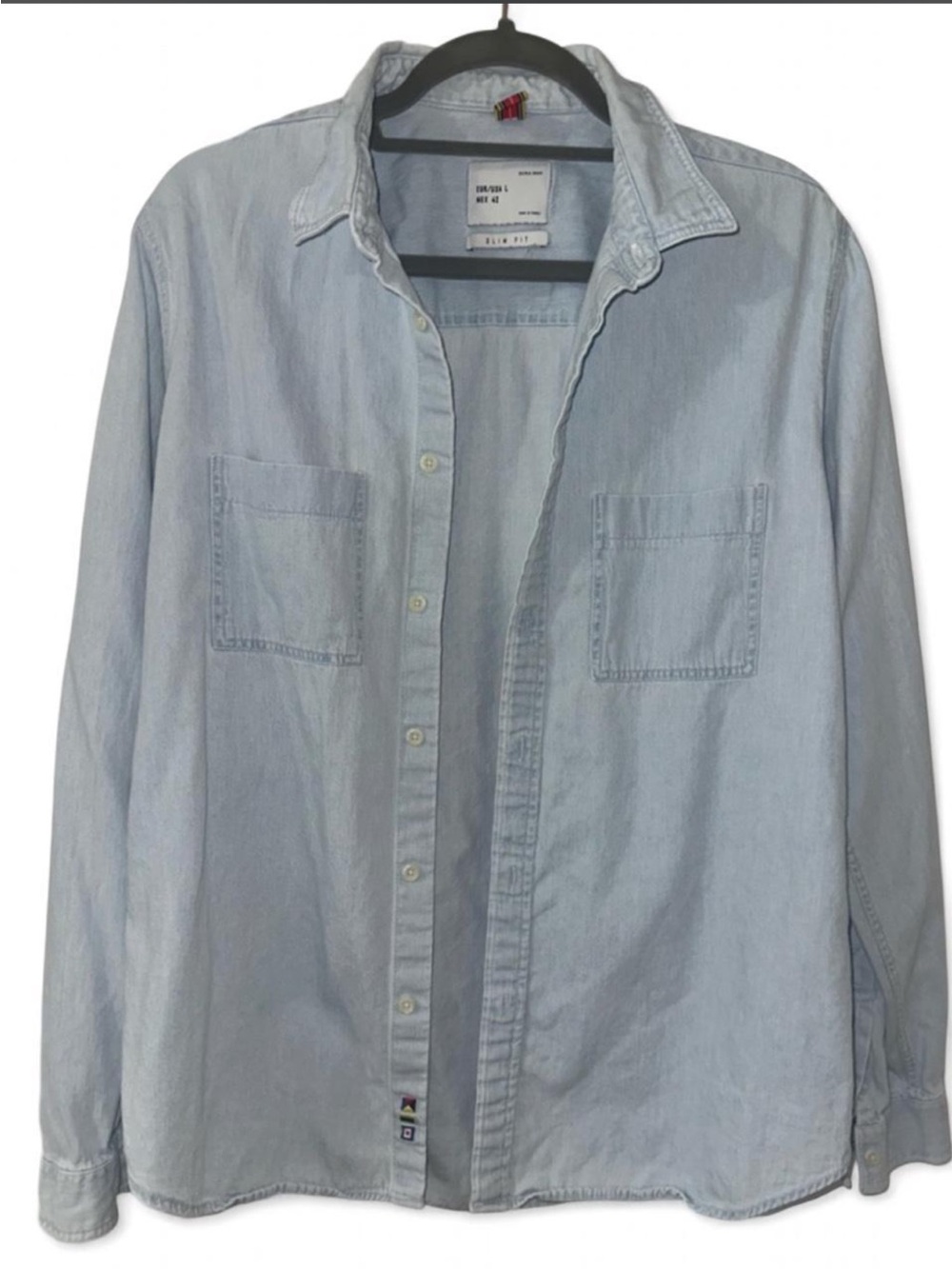 Zara Light Blue Denim Button-Up Shirt
